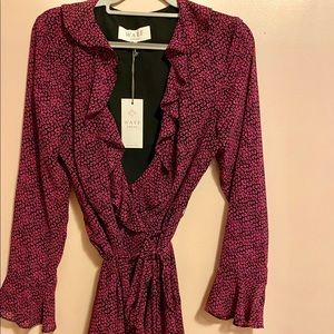 NWT Wayf wraparound ruffled dress